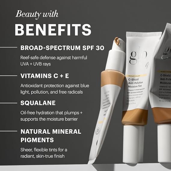 Glo Skin Beauty C-Shield Tinted Moisturizer SPF 30, 2N Light 1.7 oz | Anti-pollution tinted sunscreen, Vitamin C & Squalane, dewy sheer coverage,...