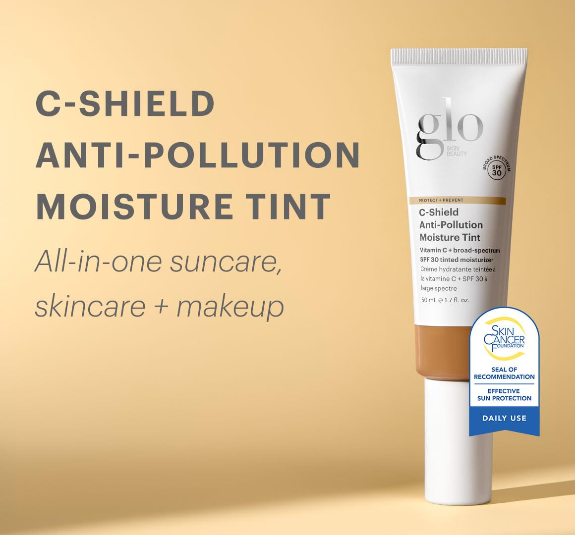 Glo Skin Beauty C-Shield Tinted Moisturizer SPF 30, 2N Light 1.7 oz | Anti-pollution tinted sunscreen, Vitamin C & Squalane, dewy sheer coverage,...