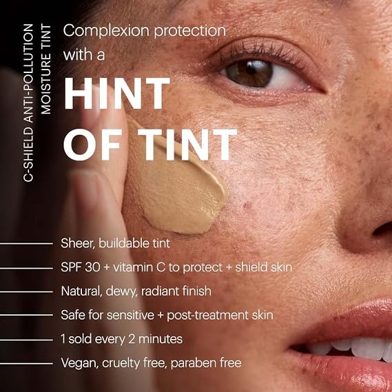 Glo Skin Beauty C-Shield Tinted Moisturizer SPF 30, 2N Light 1.7 oz | Anti-pollution tinted sunscreen, Vitamin C & Squalane, dewy sheer coverage,...