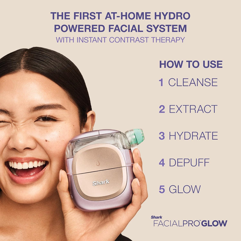 Shark FacialPro Glow + DePuffi 2-in-1 Facial & Contrast Therapy, FH320PK | Hydro-Powered Facial System + DePuffi Hot & Cold Therapy, Clinically...