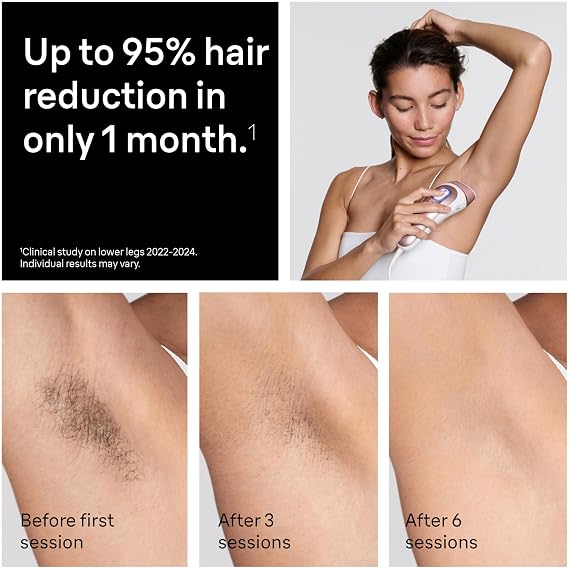 Braun Skin i-Expert Smart IPL PL7219 at Home Laser Hair Removal for Women and Men with App, Premium Pouch, Venus Razor, 2 Smart Heads, Facial Trimmer